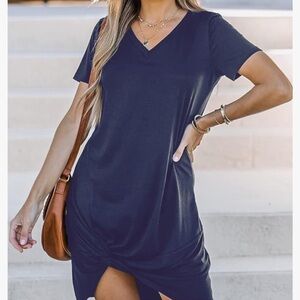 AXIS organic cotton shirt dress blue SZ medium NWOT